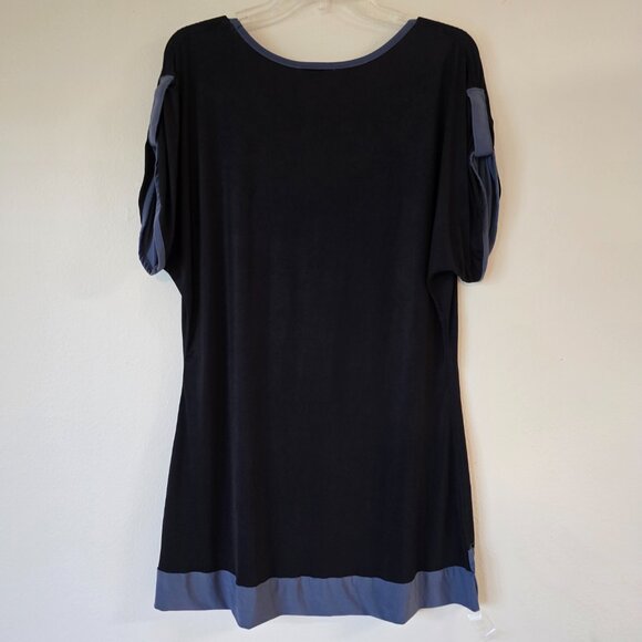 Dotti Black SS Mini Dress Scoop Neck Grey Trim Med/Lge? - Picture 6 of 16